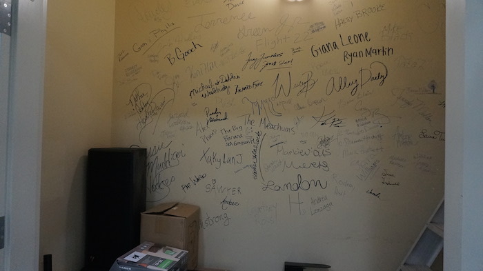 Volunteers who helped prepare the new church facility this summer signed their names, documenting their hard work.