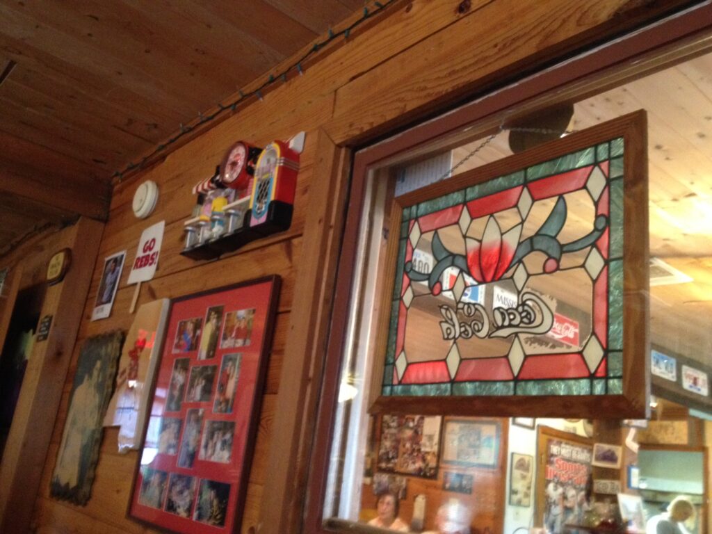 Ole Miss memorabilia and old time decorations line the walls