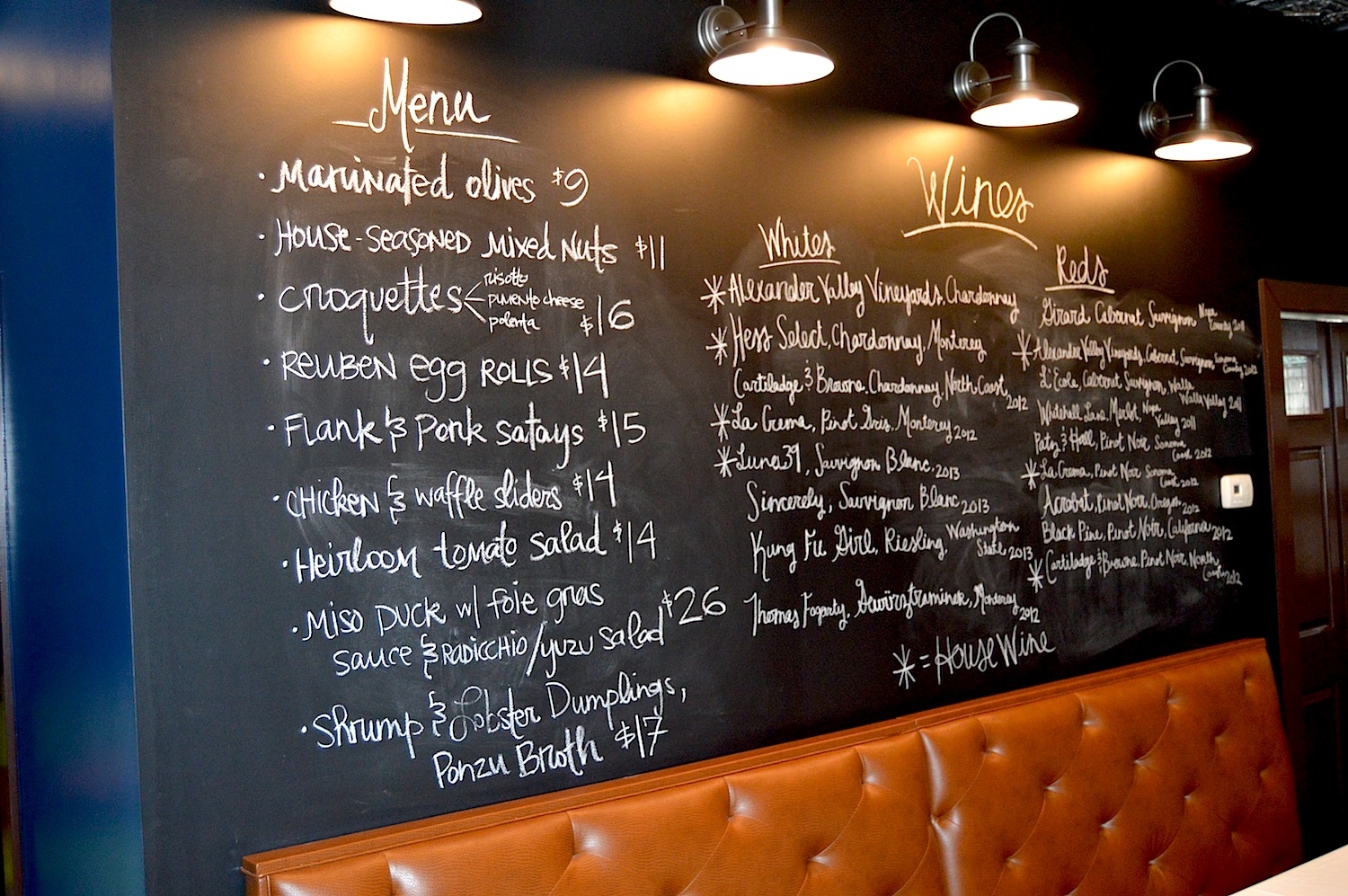 The Wine Bar's menu.
