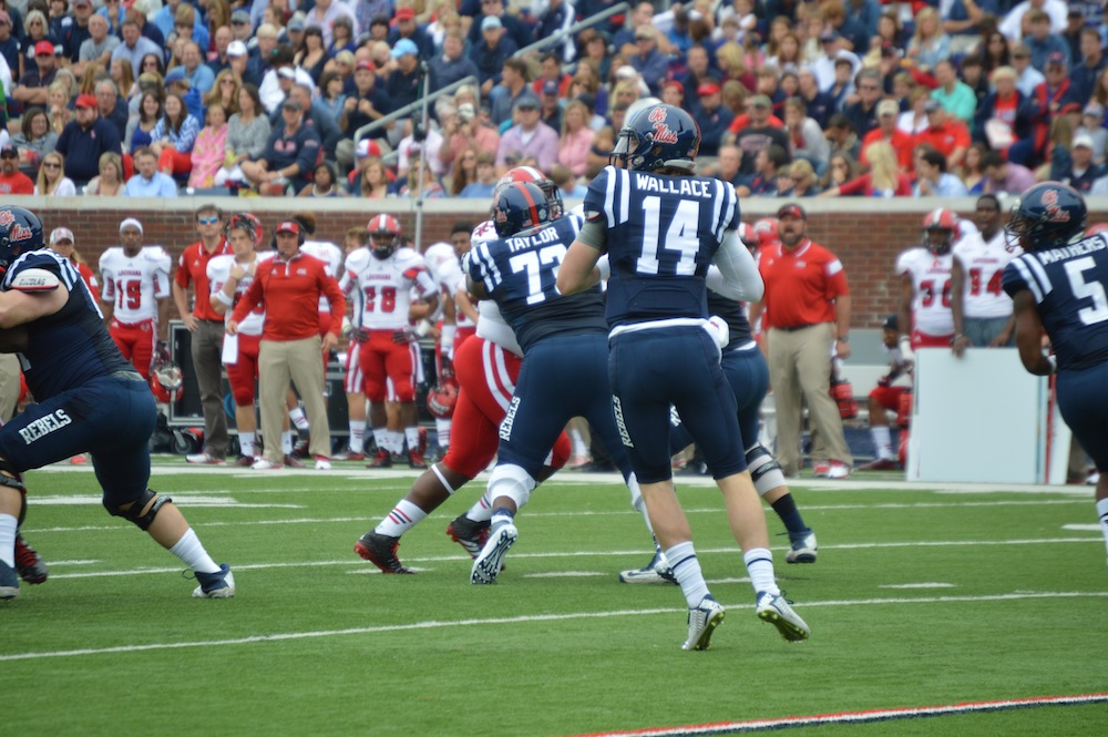 Ole Miss senior quarterback Bo Wallace threw for 316 yards against ULL Saturday afternoon in Oxford. / Photo by Andy Knef