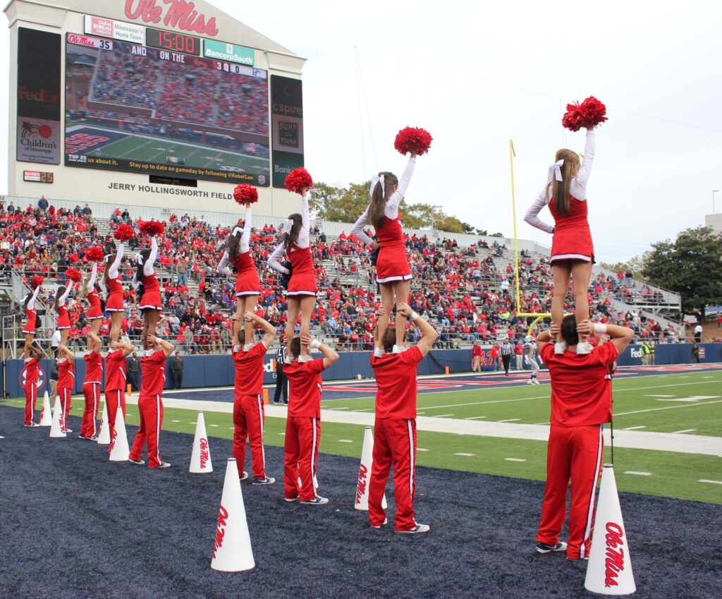 Cheerleaders pepped up the third quarter. 