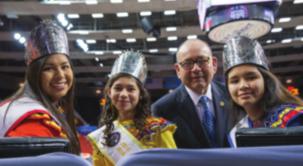 Gov. Bill Anoatubby with young friends at Chickasaw Youth Day. Photo courtesy of Chickasaw Nation. 