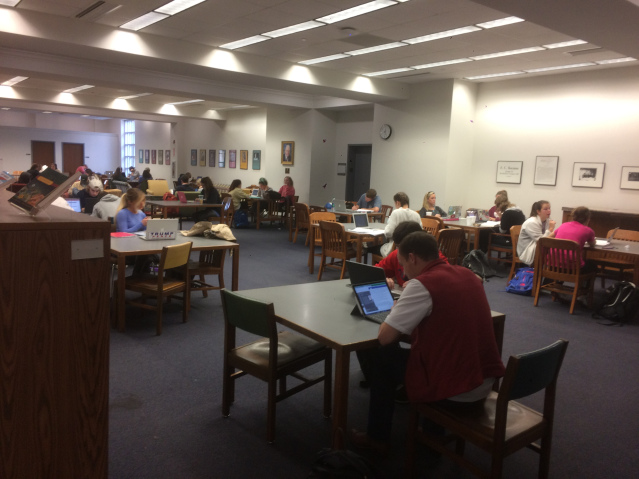 Students study alone and in groups in the J.D. Williams Library. Photo by Jack Hall.