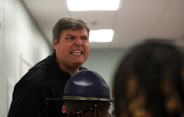 Matt Luke rallies the troops for the Egg Bowl