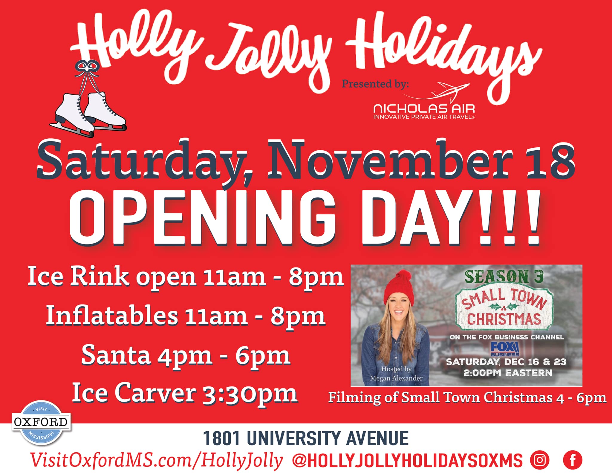 Holly Jolly Holidays Kicks Off Saturday with the Opening of the Ice Rink;  Square Lighting on Sunday 