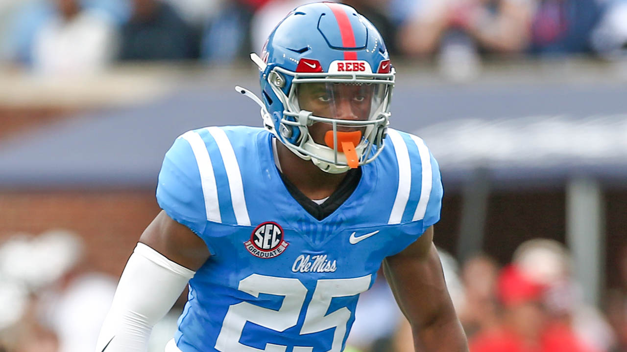 Rebels defensive back Trey Washington (25) waits for the snap during the first half against Kentucky