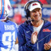 Ole Miss coach Lane Kiffin reacts near the end of the game during the second half against Georgia