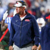 Ole Miss coach Lane Kiffin reacts during the second half against Georgia