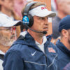 Ole Miss Rebels coach Lane Kiffin during game with the Arkansas Razorbacks