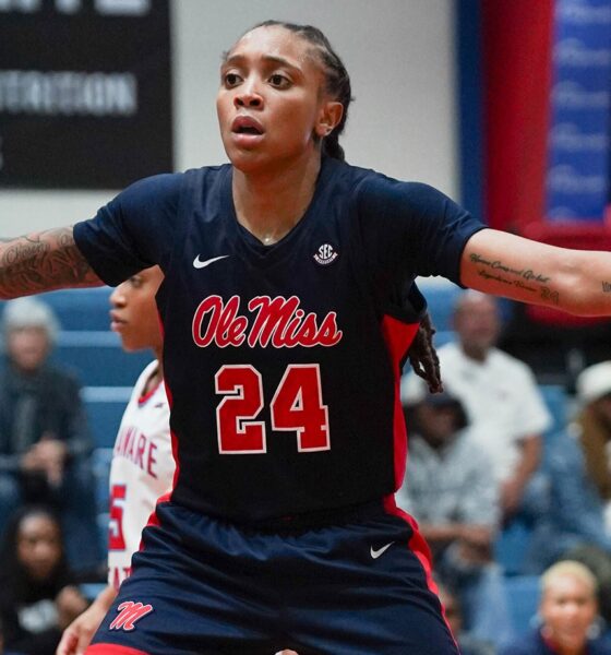 Ole Miss Madison Scott on defense against Delaware State