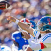 Ole Miss Rebels quarterback Jaxson Dart (2) throws the ball against the Florida Gators