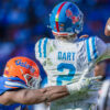 Florida Gators defensive end Tyreak Sapp (94) pressures Ole Miss Rebels quarterback Jaxson Dart (2)