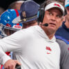 Rebels coach Lane Kiffin shown at the end of the game against Penn State