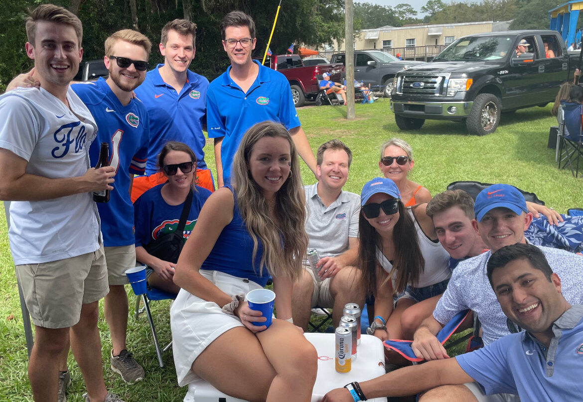 Shane Brown and Frances Buchanan tailgating at a Florida Gators game