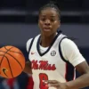 Ole Miss' Sira Thineous brings the ball upcourt against UAPB