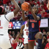 Ole Miss Rebels guard Sira Thienou puts up a shot against the North Carolina Wolfpack in the SEC/ACC Challenge