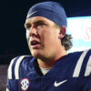 Ole Miss Rebels quarterback Jaxson Dart (2) reacts after the game against the Mississippi State Bulldogs